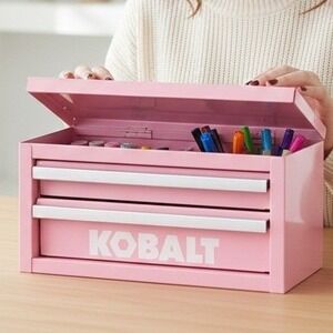 Kobalt Pink Metal Toolbox Organizer Storage Box with Drawers
